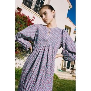 Kimchi Blue Pink and Blue Patterned Midi Dress